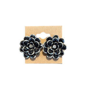 Black and Silver Flower Lightweight Earrings